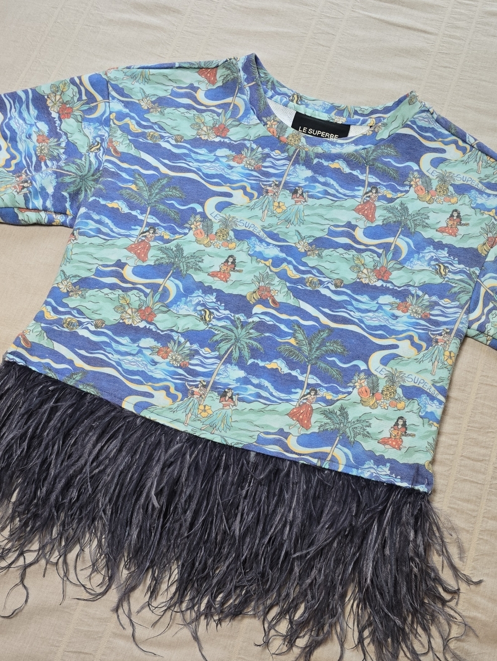 Le Superbe Hula House Party Top in Royal Hawaiian Blue Women's Size XS - Picture 4 of 12